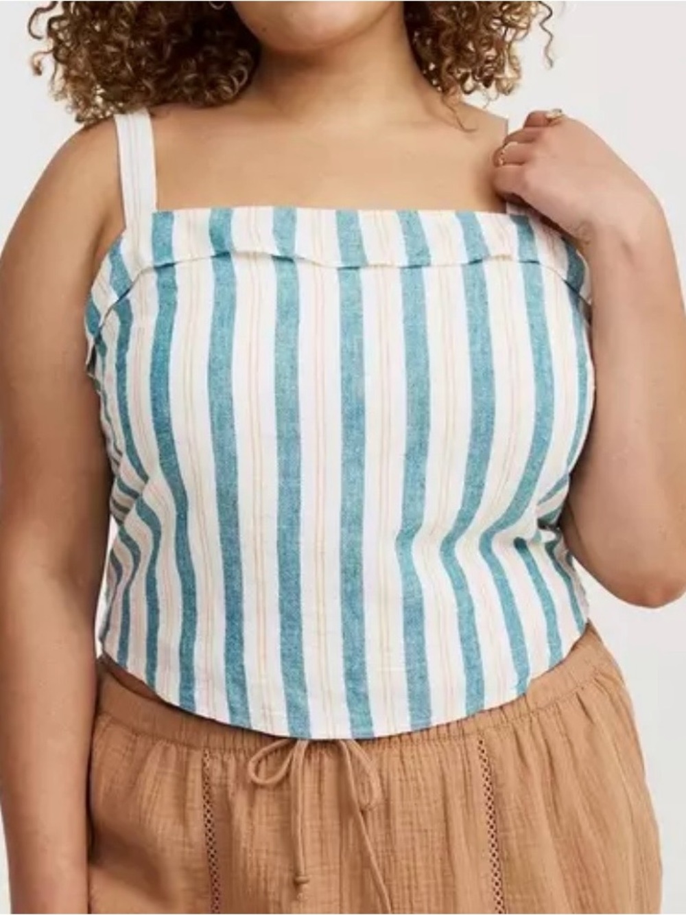 Torrid Makenna Stripe Cloud Dancer Square Neck Tank Top